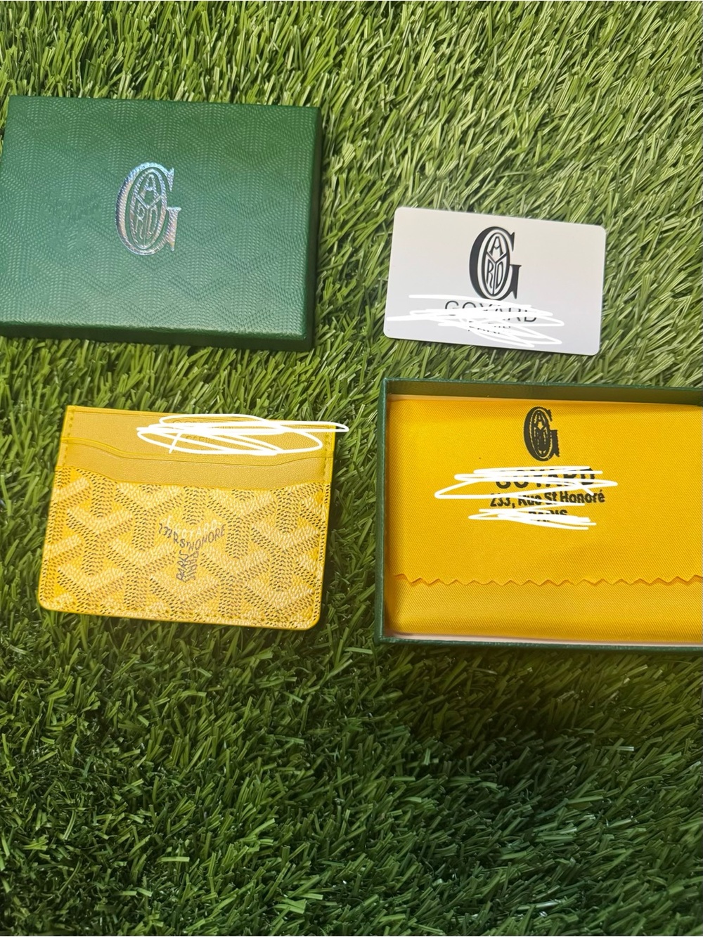 Yellow Card Holder - Slim Leather Card Case